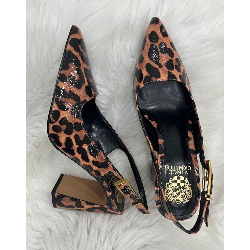 Vince Camuto VP-Anders Women's Leopard Slingback Pumps Black/Natural 6.5M NIB